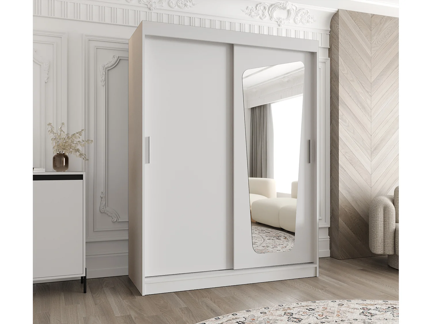 Armoire Moka À Portes Coulissantes 200/150/62 2 portes (Blanc)