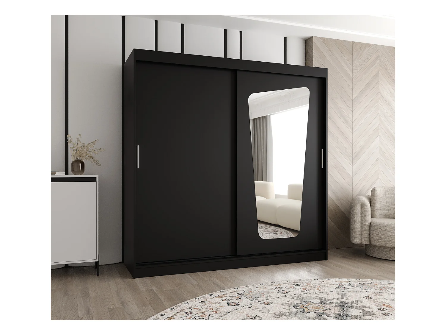 Armoire Moka À Portes Coulissantes 200/200/62 2 portes (Noir)