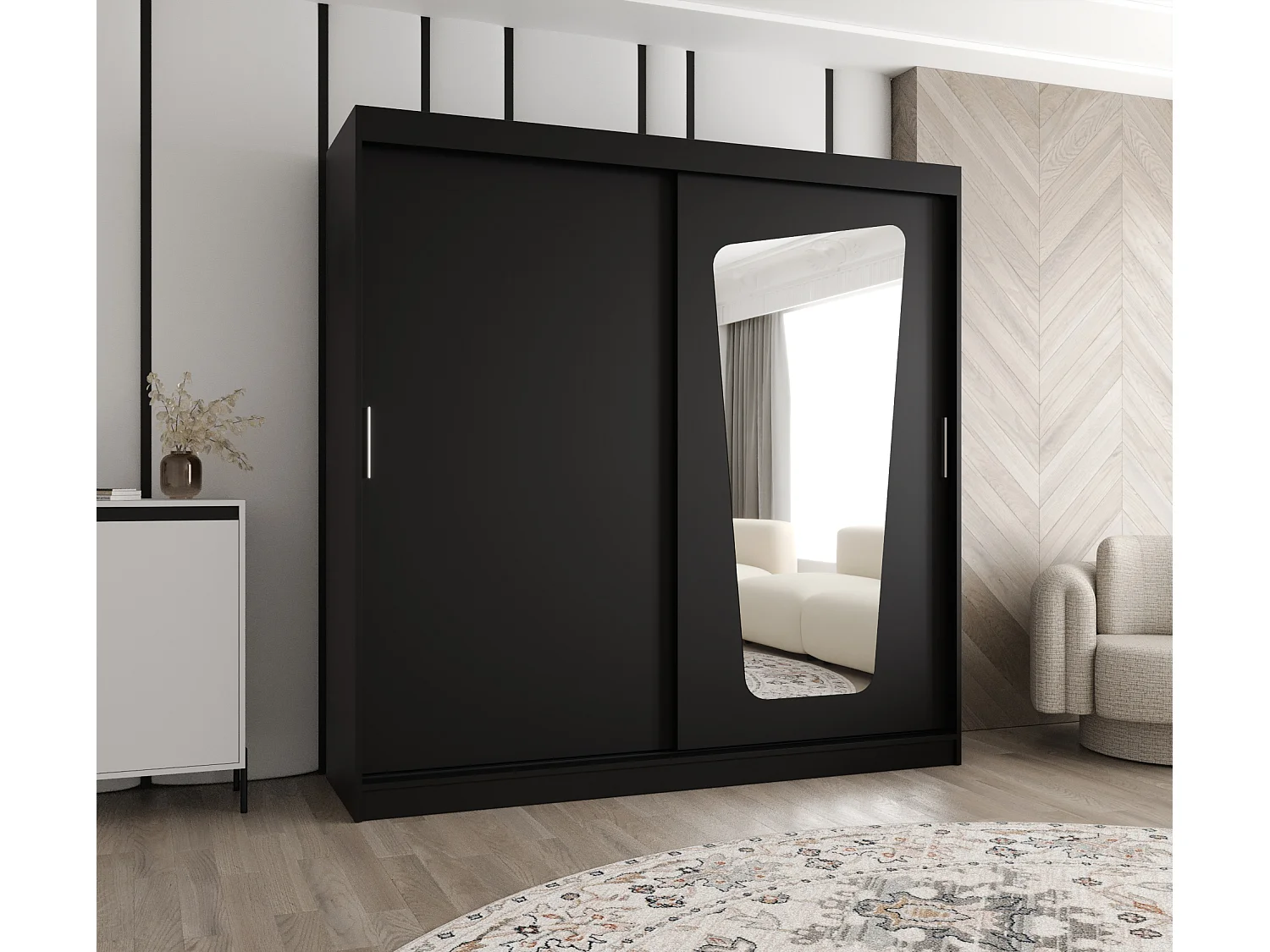 Armoire Moka À Portes Coulissantes 200/200/62 2 portes (Noir)