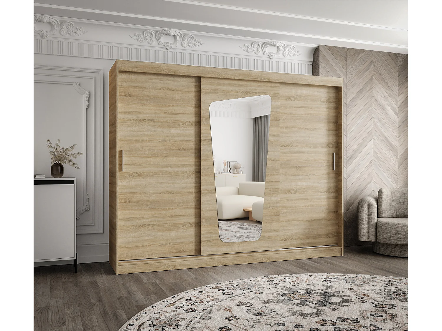 Armario MOKA de puertas correderas 200/250/62 3 puertas (sonoma)