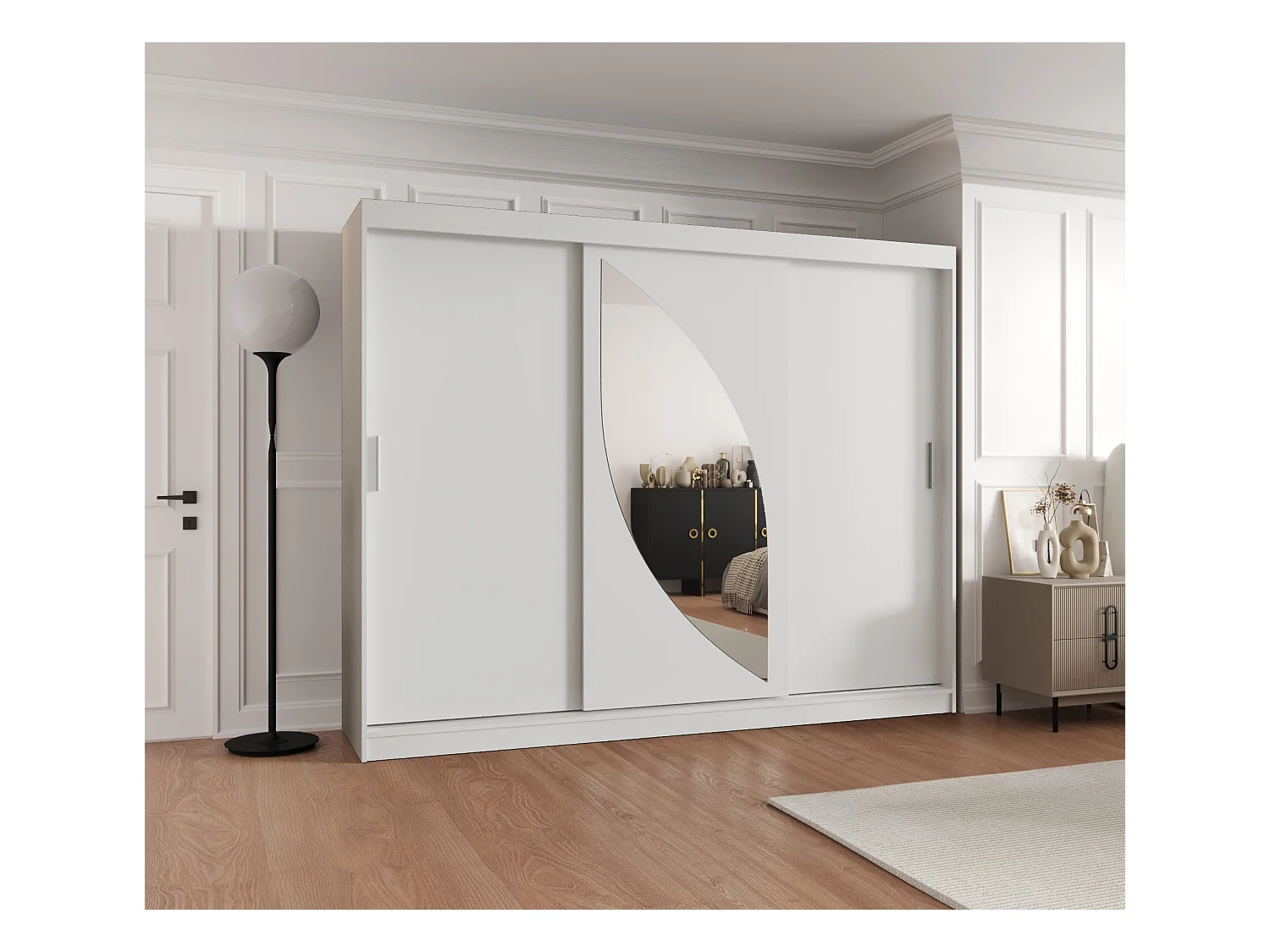 Armoire Milo À Portes Coulissantes 200/250/62 3 portes (Blanc)