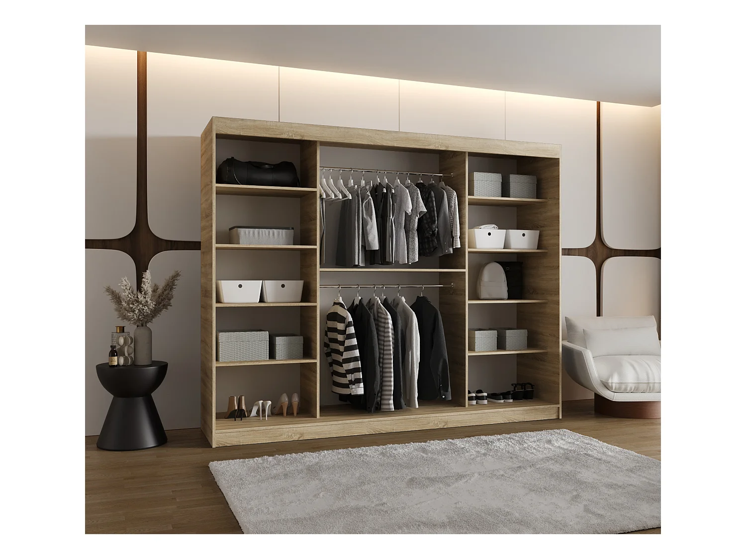 Armoire Milo À Portes Coulissantes 200/250/62 3 portes (Sonoma)