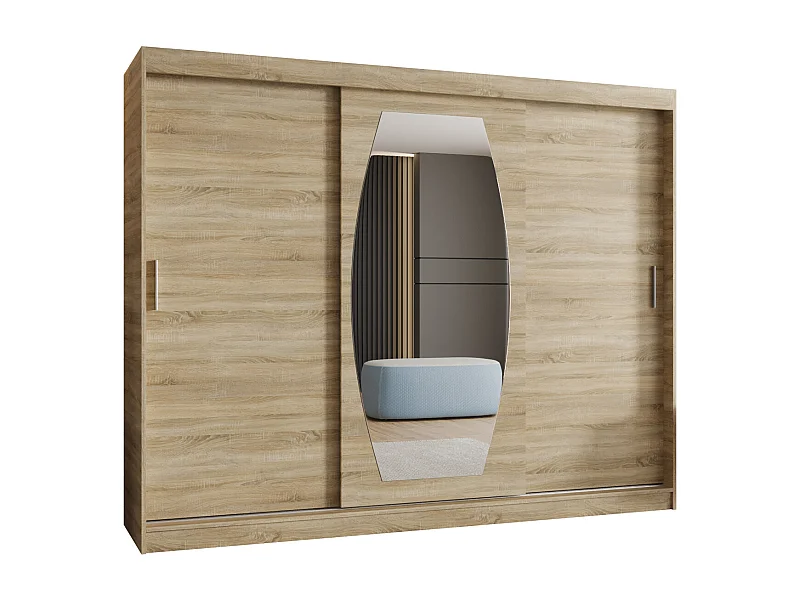 ROSSA kledingkast met schuifdeuren 200/250/62 3 deuren (sonoma)