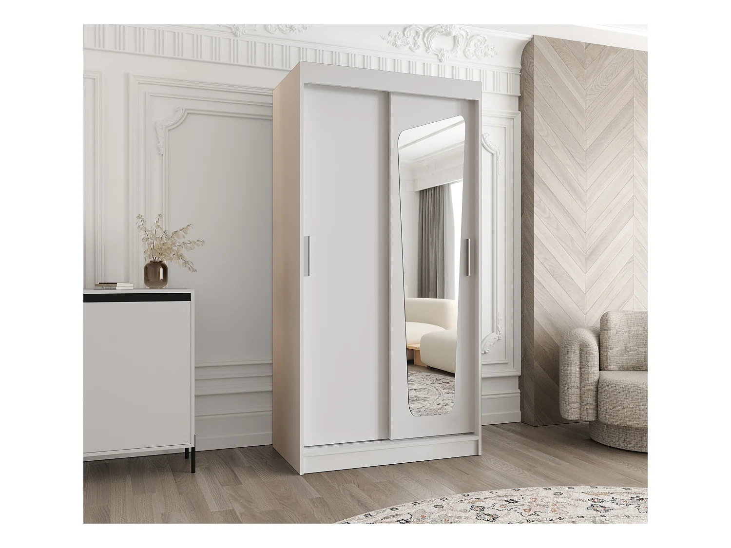 Armoire Moka À Portes Coulissantes 200/100/62 2 portes (Blanc)