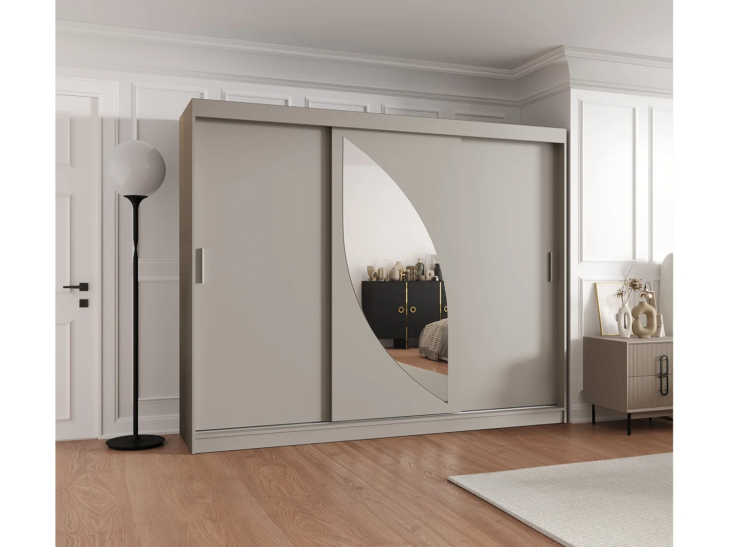 SCHWEBETÜRENSCHRANK MILO 200/250/62 3-Türig (Kaschmir)