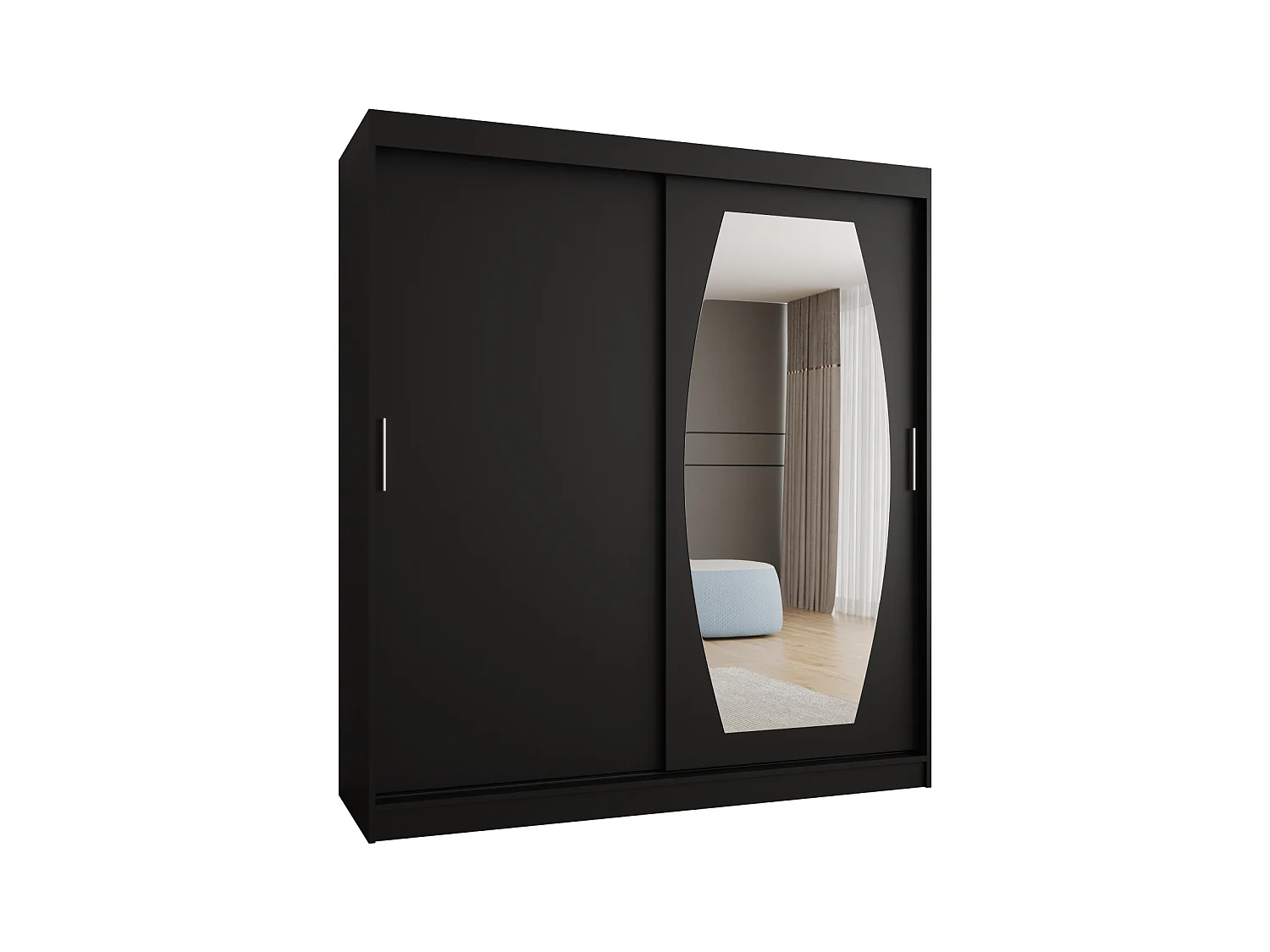 SCHWEBETÜRENSCHRANK ROSSA 200/180/62 2-Türig (Schwarz)