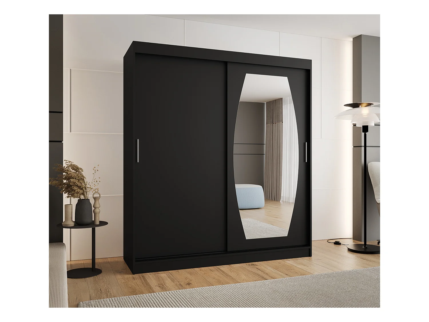 SCHWEBETÜRENSCHRANK ROSSA 200/180/62 2-Türig (Schwarz)