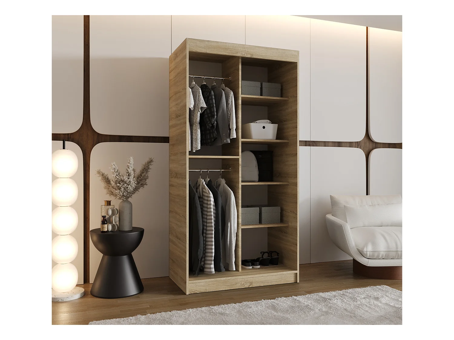 Armoire Moka À Portes Coulissantes 200/100/62 2 portes (Sonoma)