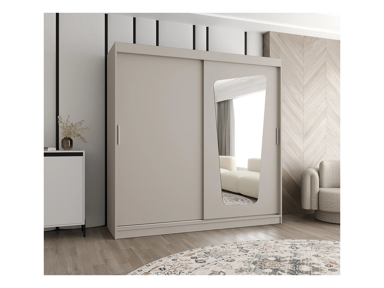 Armoire Moka À Portes Coulissantes 200/200/62 2 portes (Cachemire)