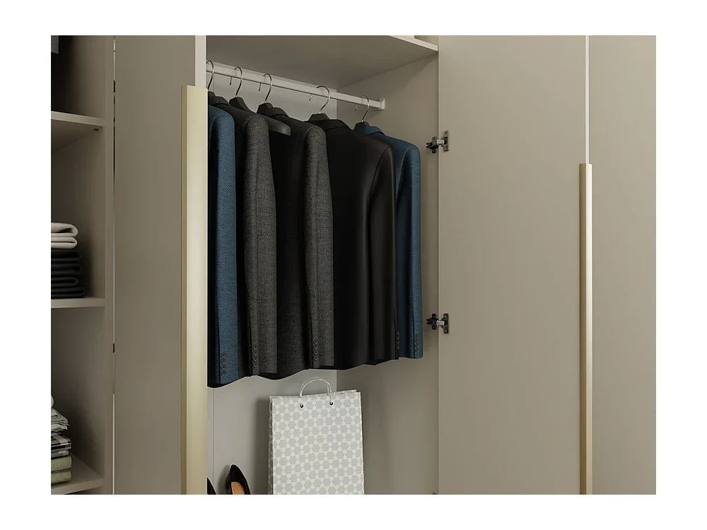 Szafa SENSO 4D | Kaszmir | 200x56,5x200 cm | 4 Drzwi Złote Uchwyty