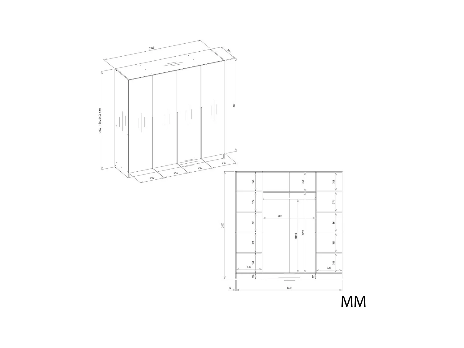 Szafa SENSO 4D | Kaszmir | 200x56,5x200 cm | 4 Drzwi Złote Uchwyty