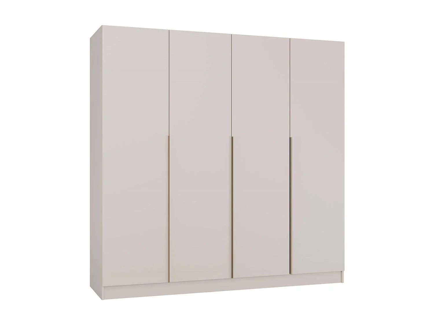 SENSO - Armoire – Beige cachemire – 4 portes – 200×200 cm – Poignées dorées – Chambre