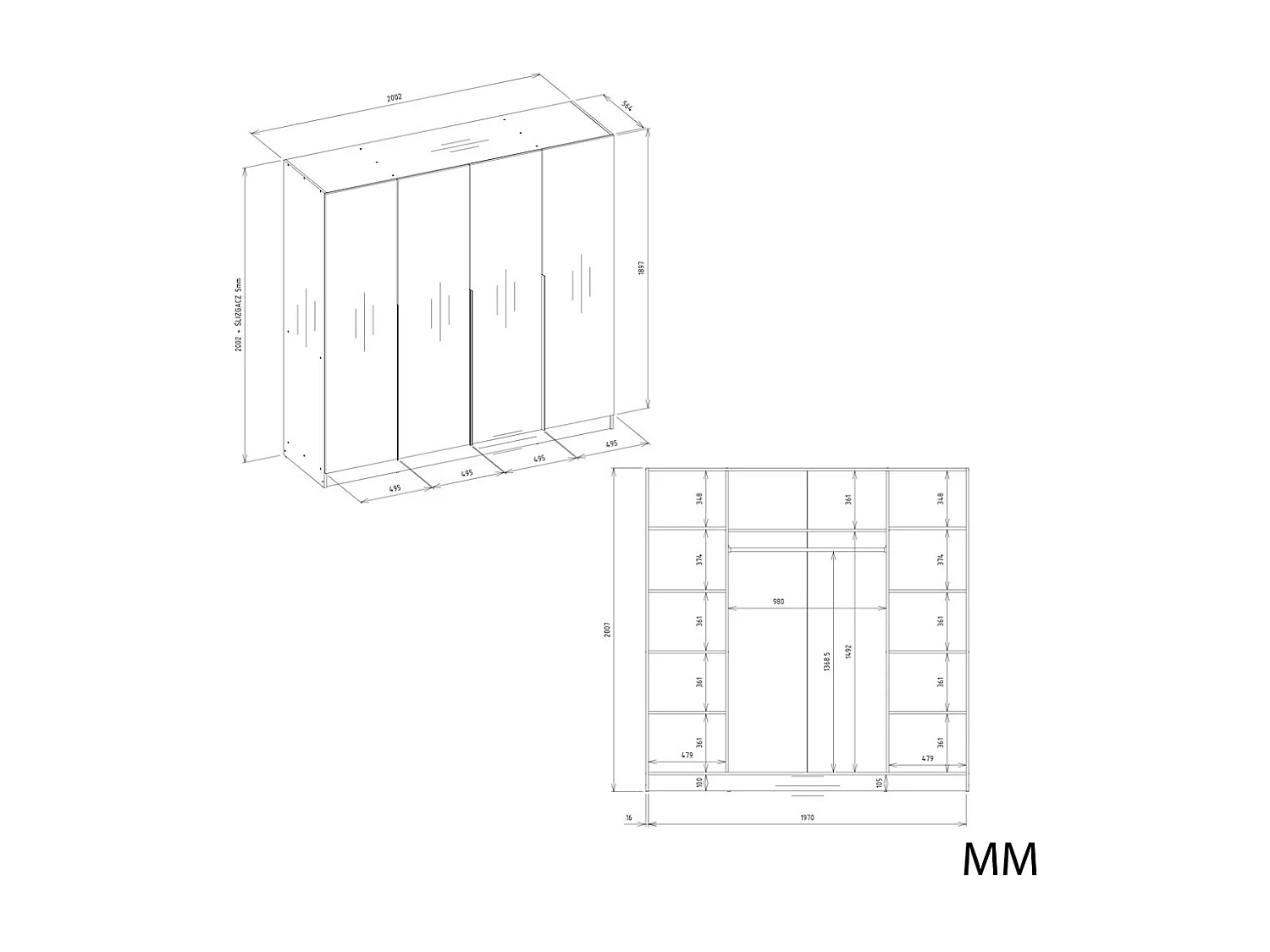 SENSO - Armoire – Beige cachemire – 4 portes – 200×200 cm – Poignées dorées – Chambre