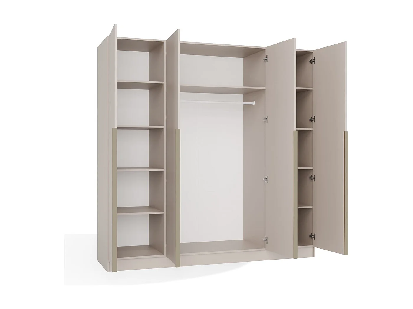SENSO - Armoire – Beige cachemire – 4 portes – 200×200 cm – Poignées dorées – Chambre