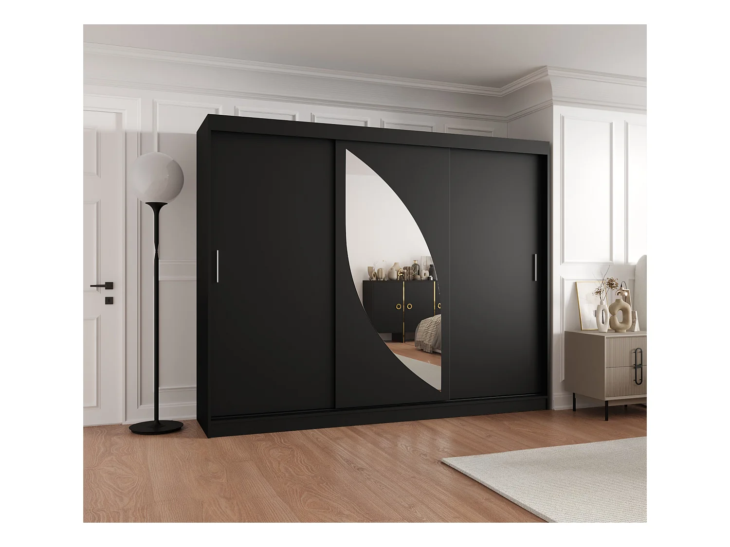 Armoire Milo À Portes Coulissantes 200/250/62 3 portes (Noir)