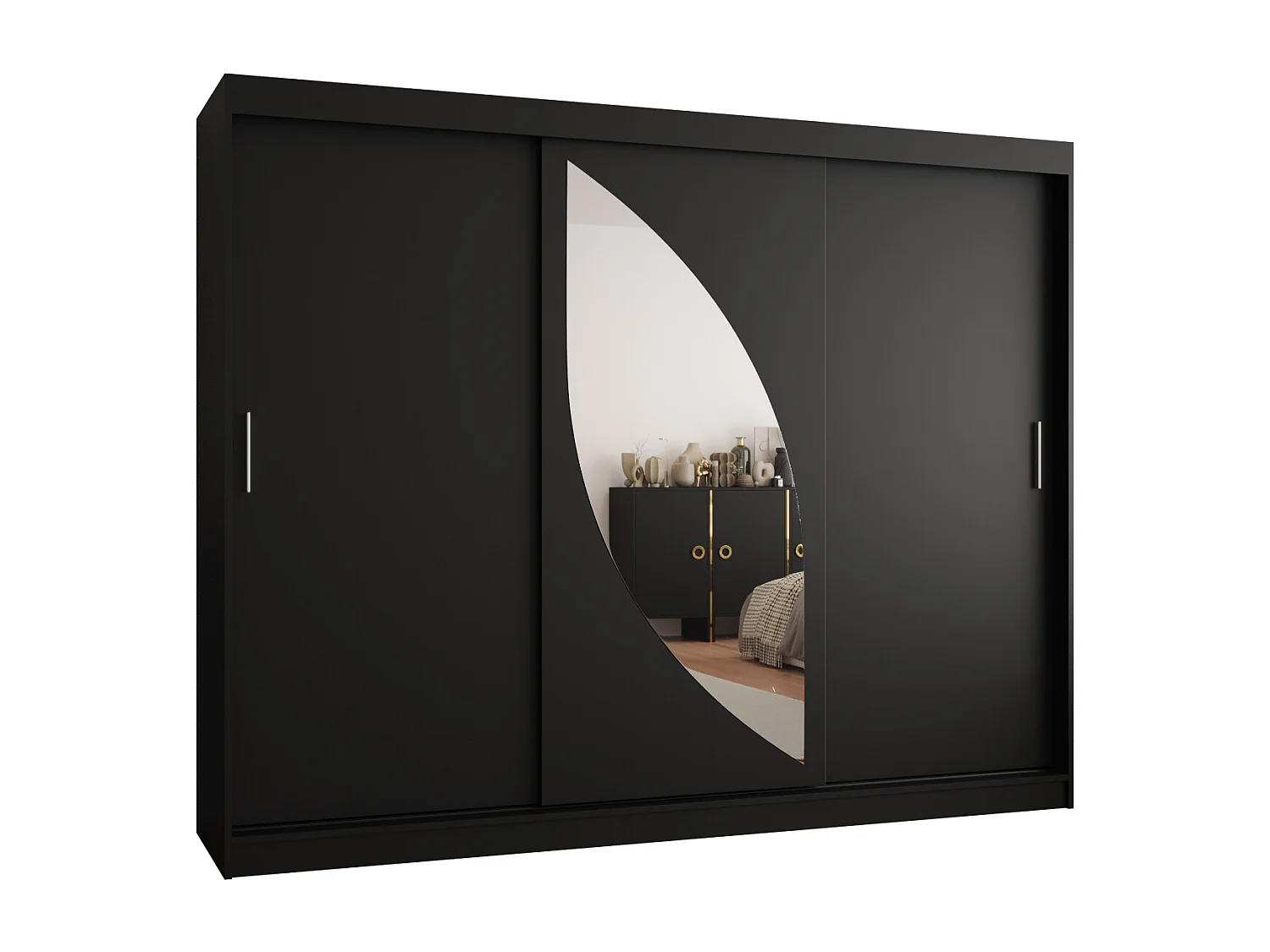 Armario MILO de puertas correderas 200/250/62 3 puertas (negro)