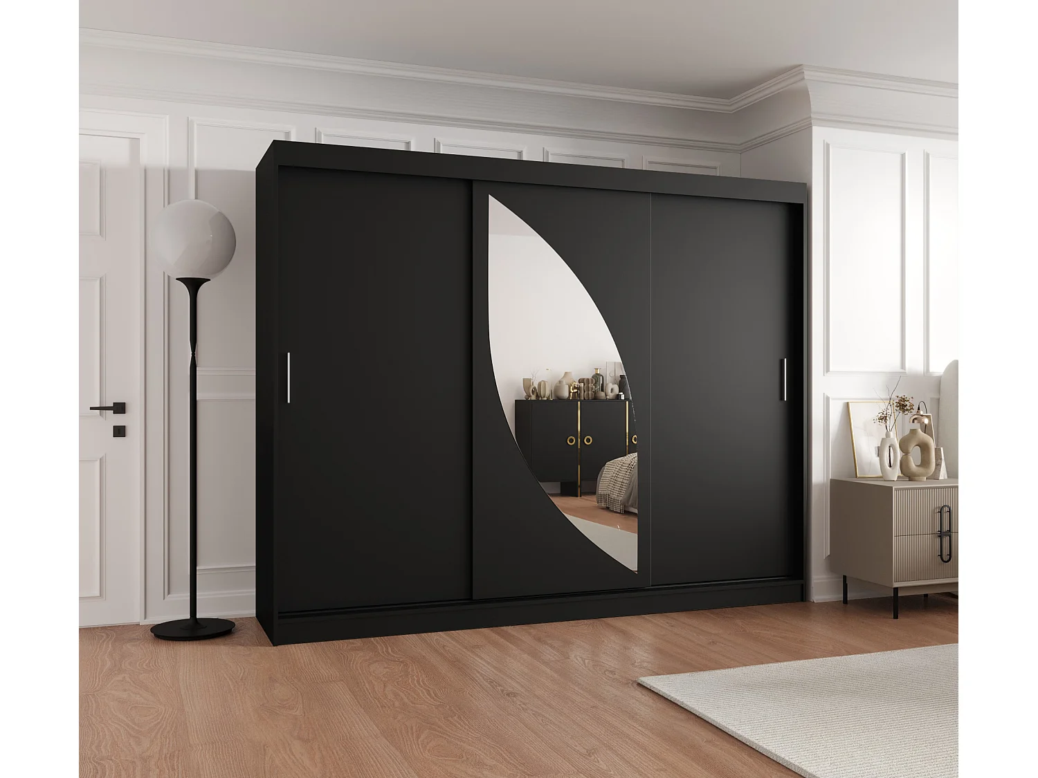 Armario MILO de puertas correderas 200/250/62 3 puertas (negro)
