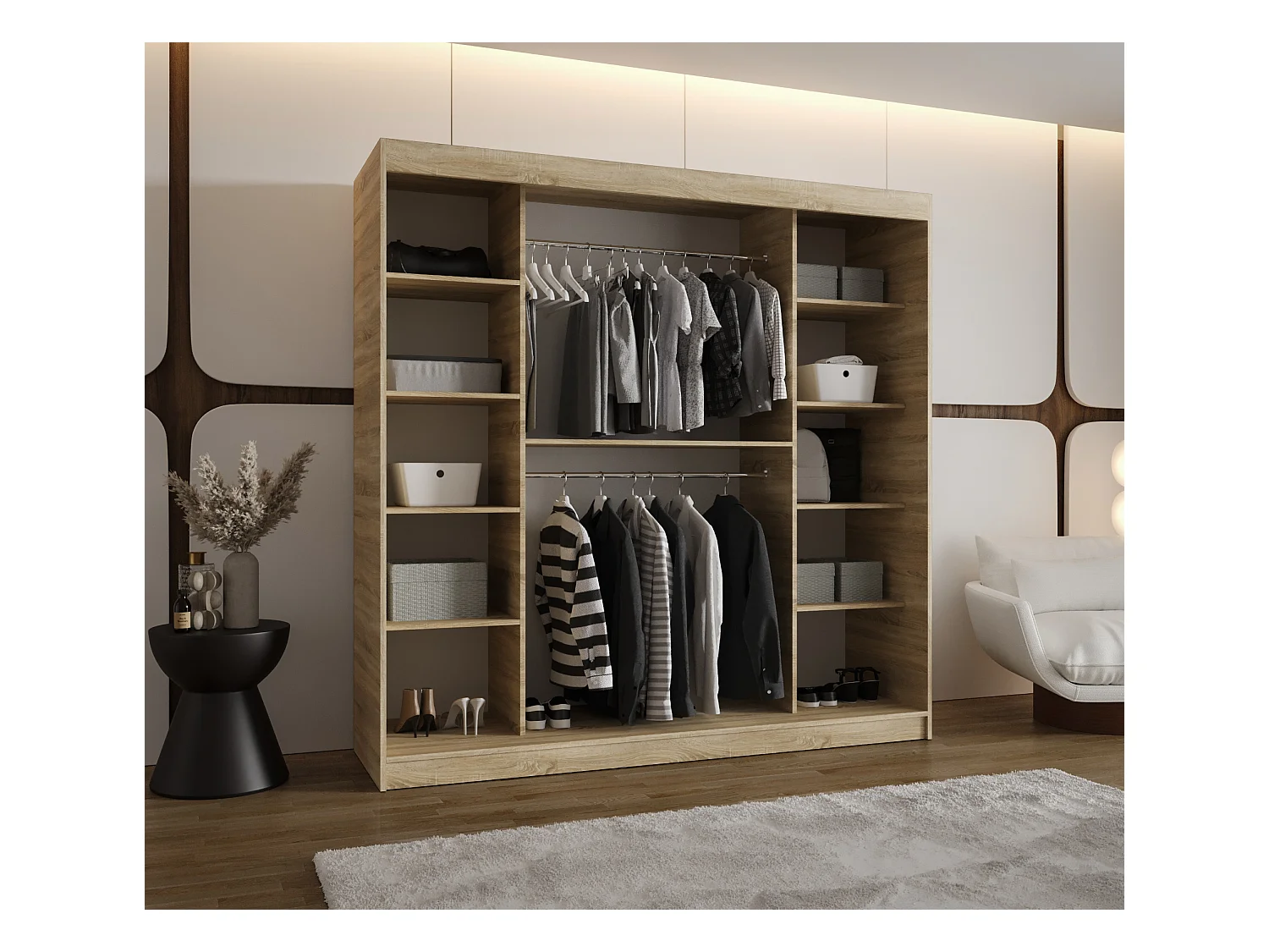 Armoire Milo À Portes Coulissantes 200/200/62 2 portes (Sonoma)