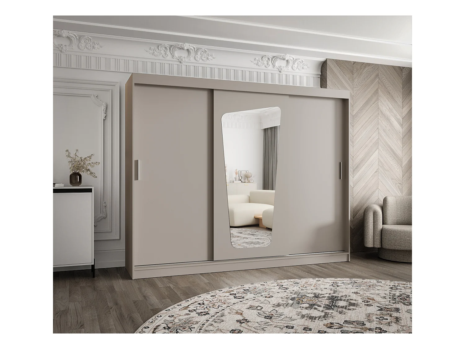 Armoire Moka À Portes Coulissantes 200/250/62 3 portes (Cachemire)