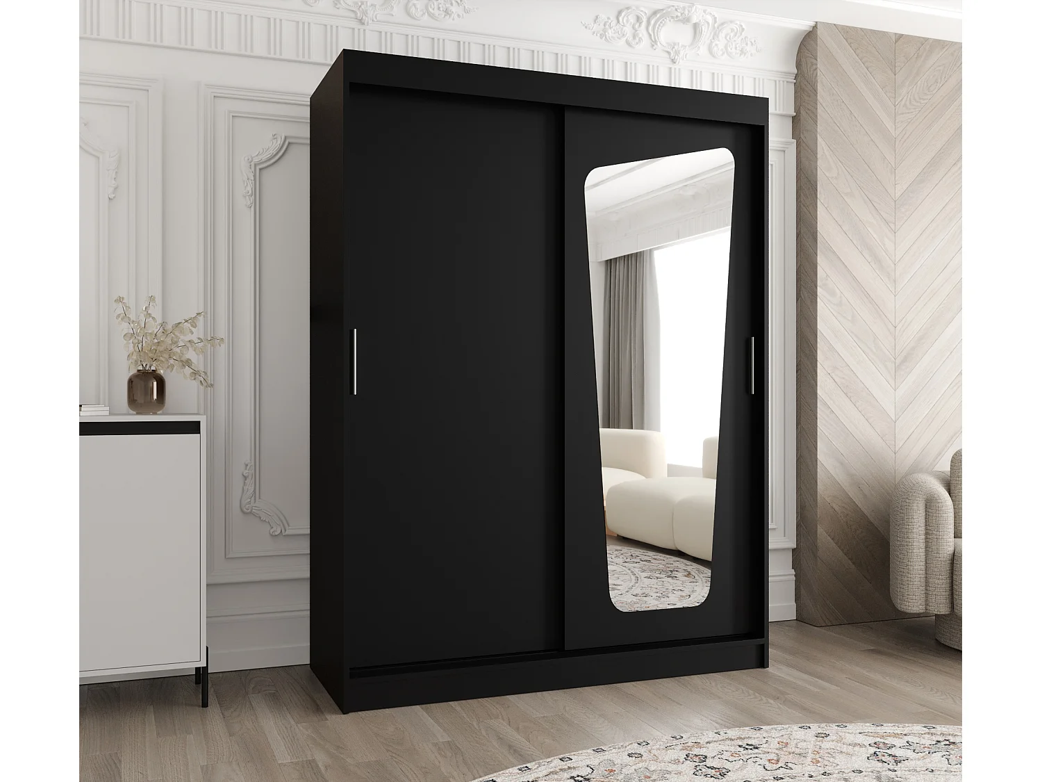 MOKA kledingkast met schuifdeuren 200/150/62 2 deuren (zwart)