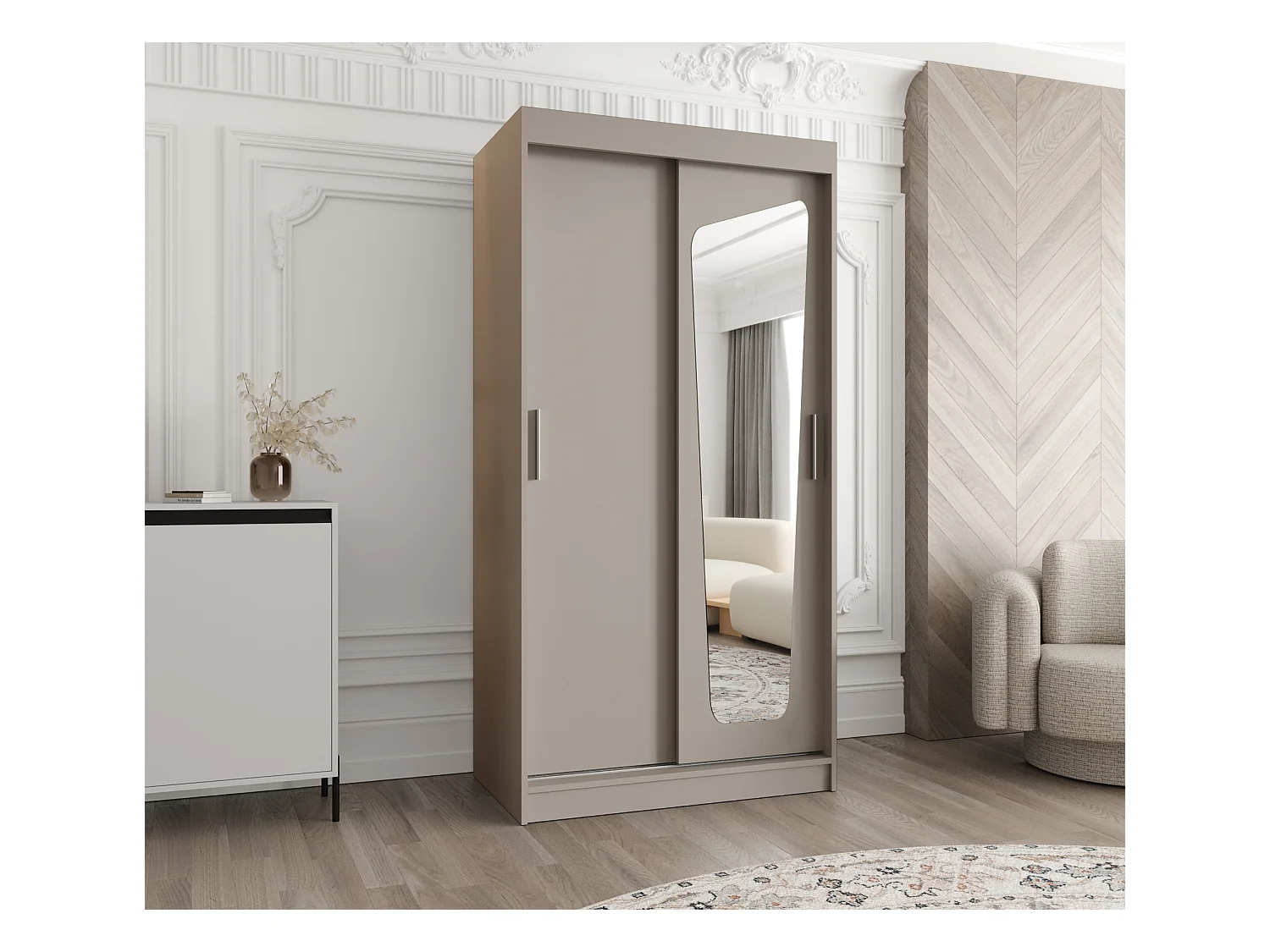 Armoire Moka À Portes Coulissantes 200/100/62 2 portes (Cachemire)