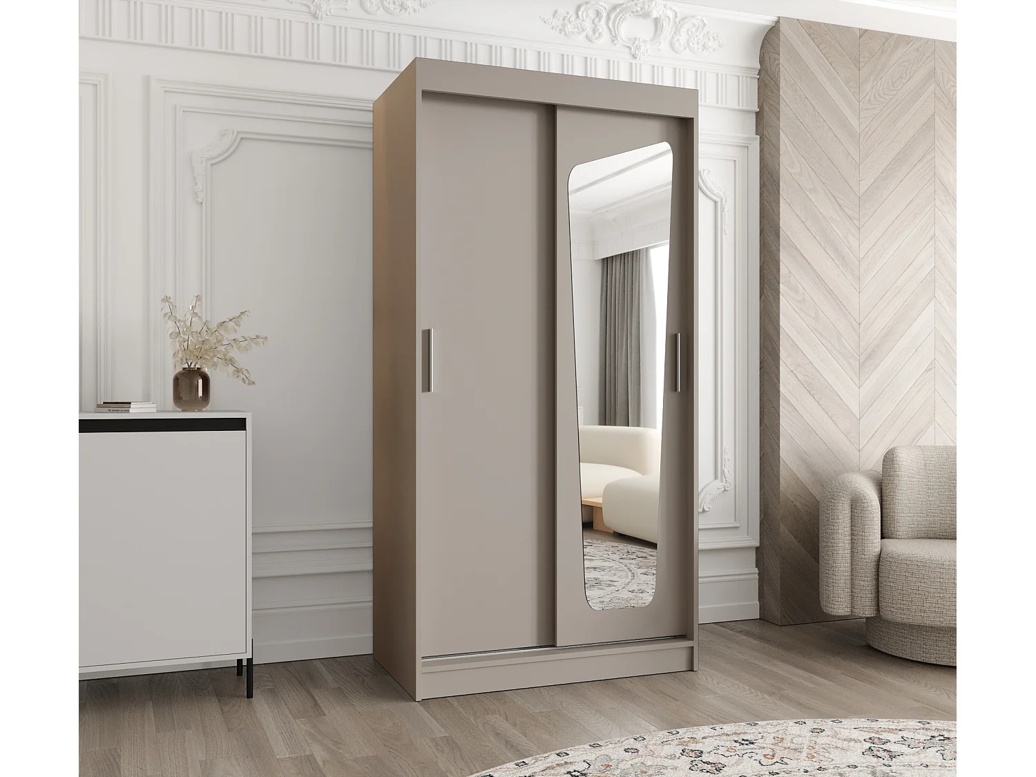 Armoire Moka À Portes Coulissantes 200/100/62 2 portes (Cachemire)