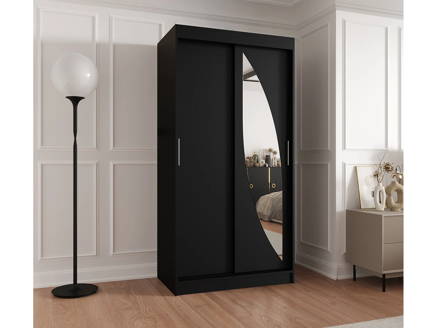 MILO kledingkast met schuifdeuren 200/100/62 2 deuren (zwart)