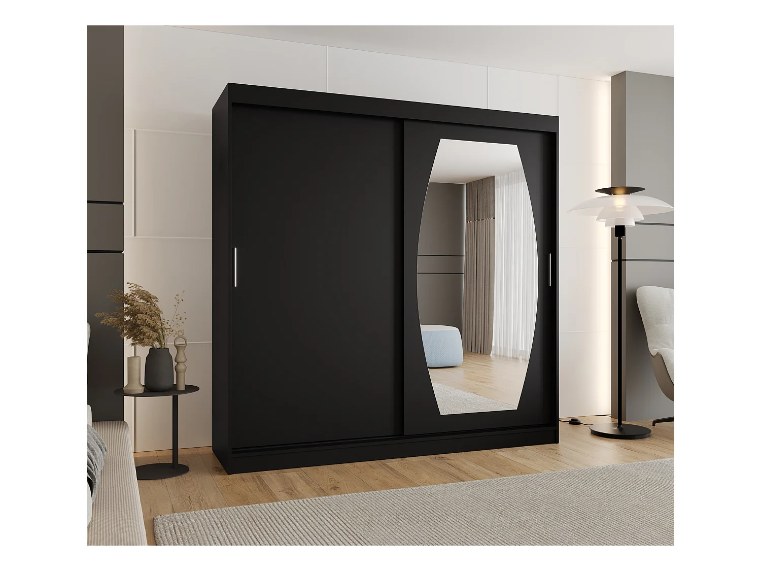 Armoire Rossa À Portes Coulissantes 200/200/62 2 portes (Noir)