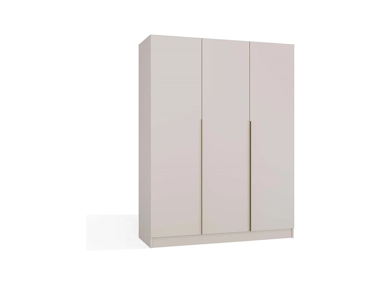 SENSO - Armoire beige cachemire – 3 portes – 150 cm – Poignées dorées – Pour chambre/pièce