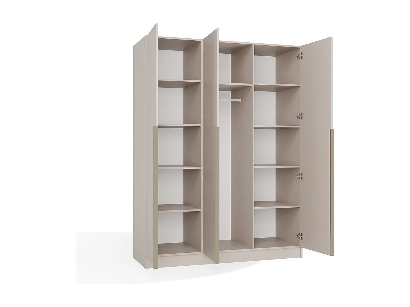 SENSO - Armoire beige cachemire – 3 portes – 150 cm – Poignées dorées – Pour chambre/pièce