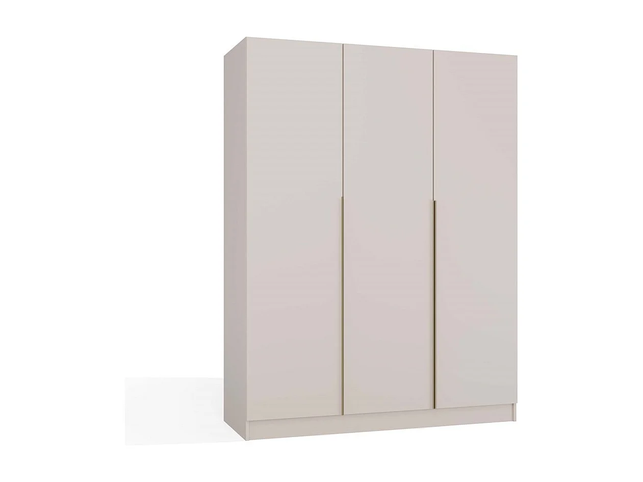 SENSO - Armoire beige cachemire – 3 portes – 150 cm – Poignées dorées – Pour chambre/pièce