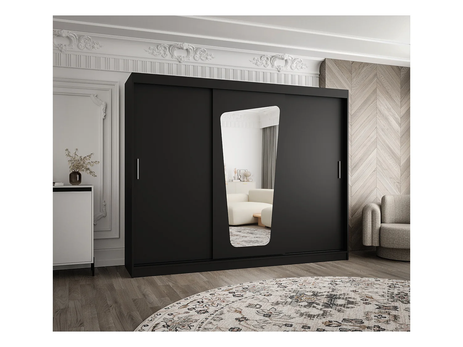 Armoire Moka À Portes Coulissantes 200/250/62 3 portes (Noir)