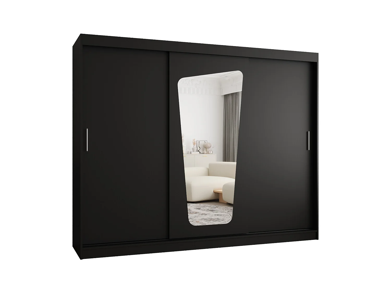 SCHWEBETÜRENSCHRANK MOKA 200/250/62 3-Türig (Schwarz)