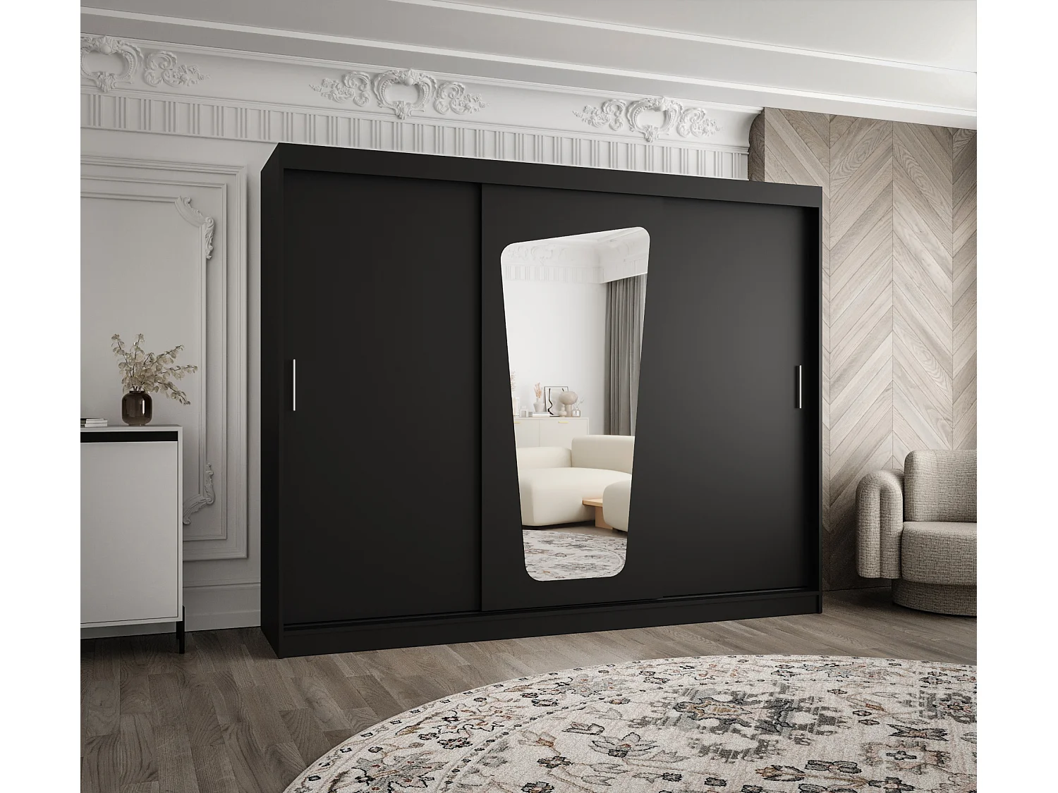 Armario MOKA de puertas correderas 200/250/62 3 puertas (negro)