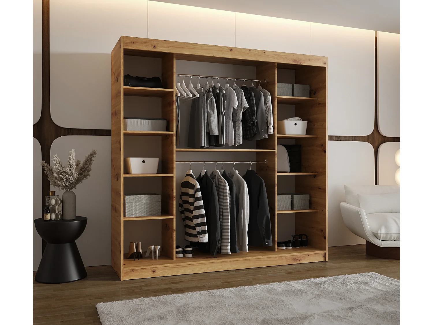 Armoire Milo À Portes Coulissantes 200/200/62 2 portes (Artisan)