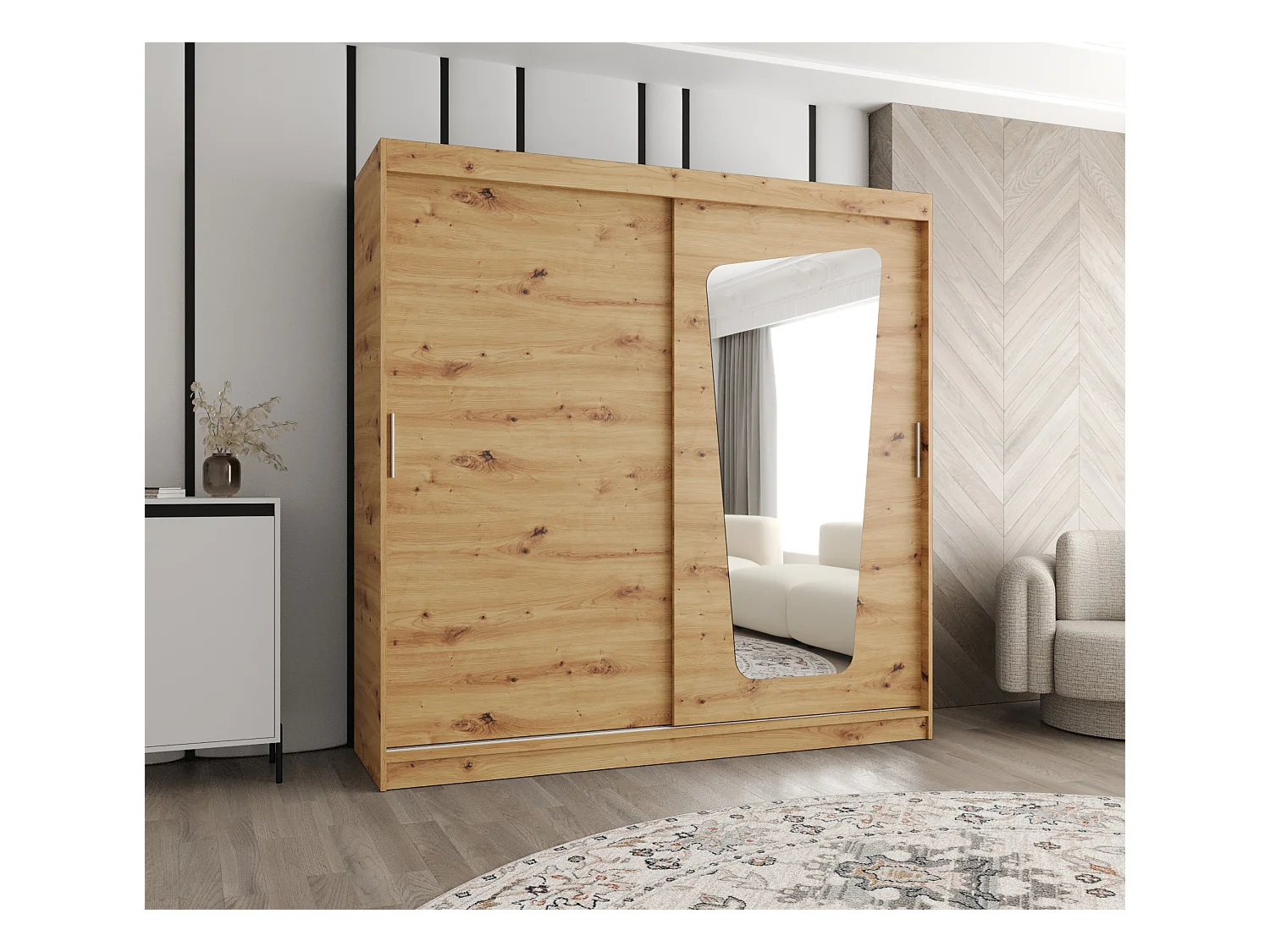 Armoire Moka À Portes Coulissantes 200/200/62 2 portes (Artisan)