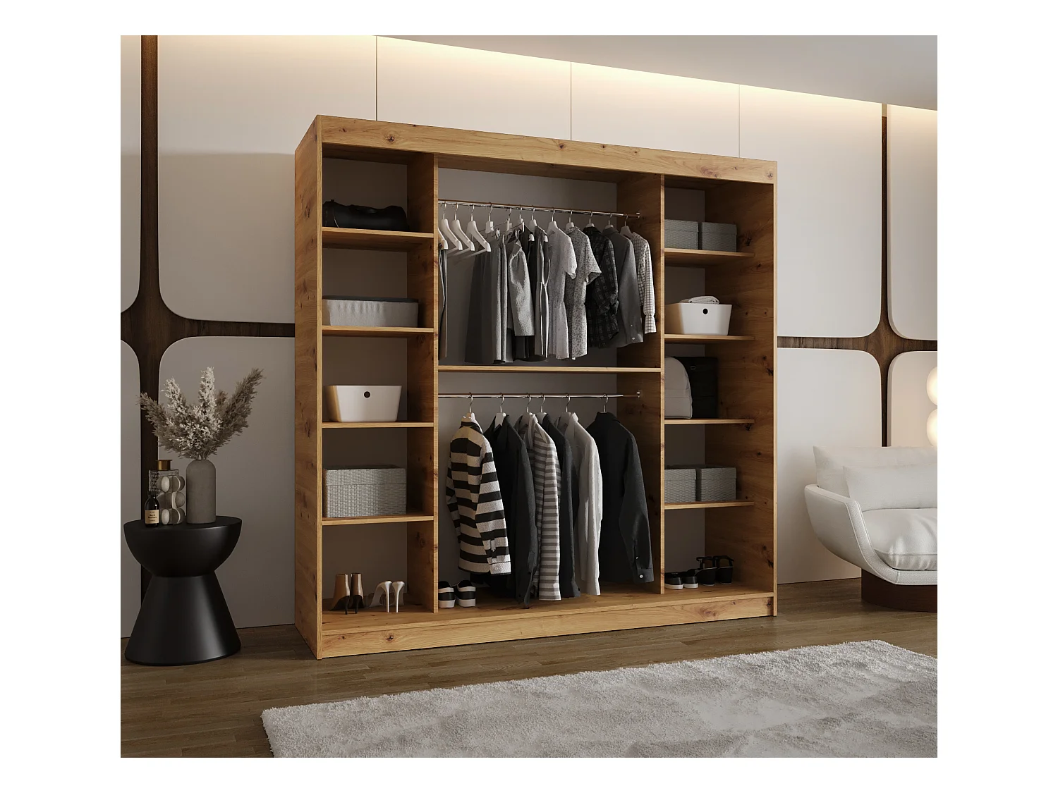 Armoire Moka À Portes Coulissantes 200/200/62 2 portes (Artisan)