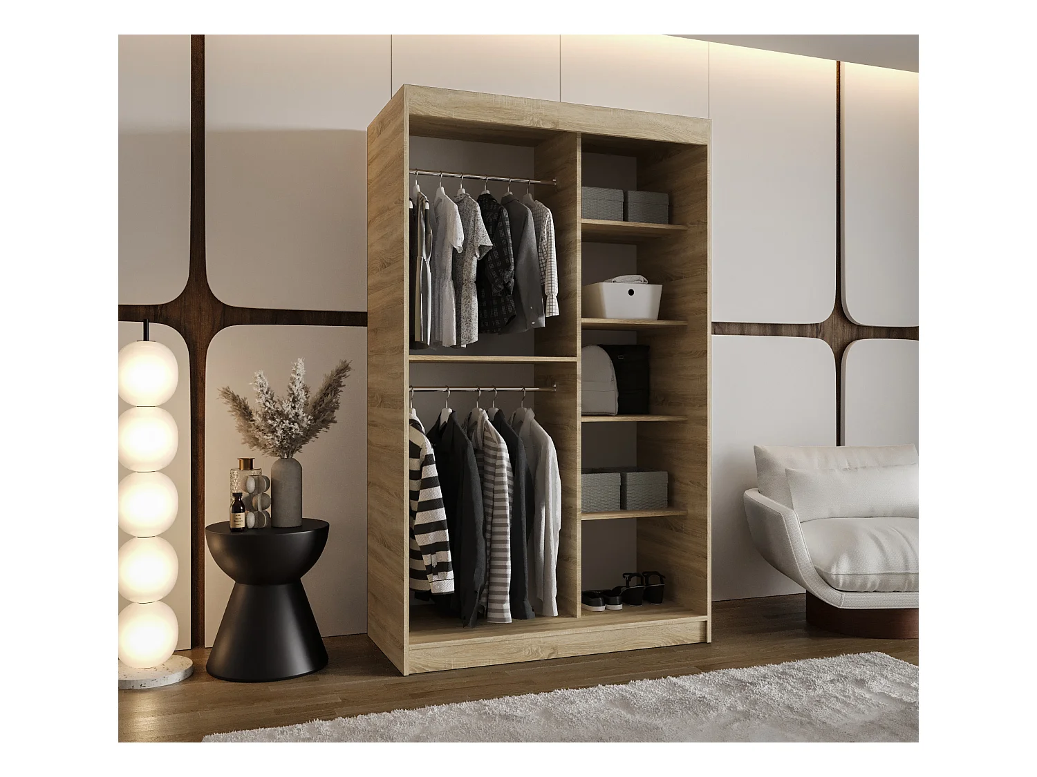 Armoire Moka À Portes Coulissantes 200/120/62 2 portes (Sonoma)