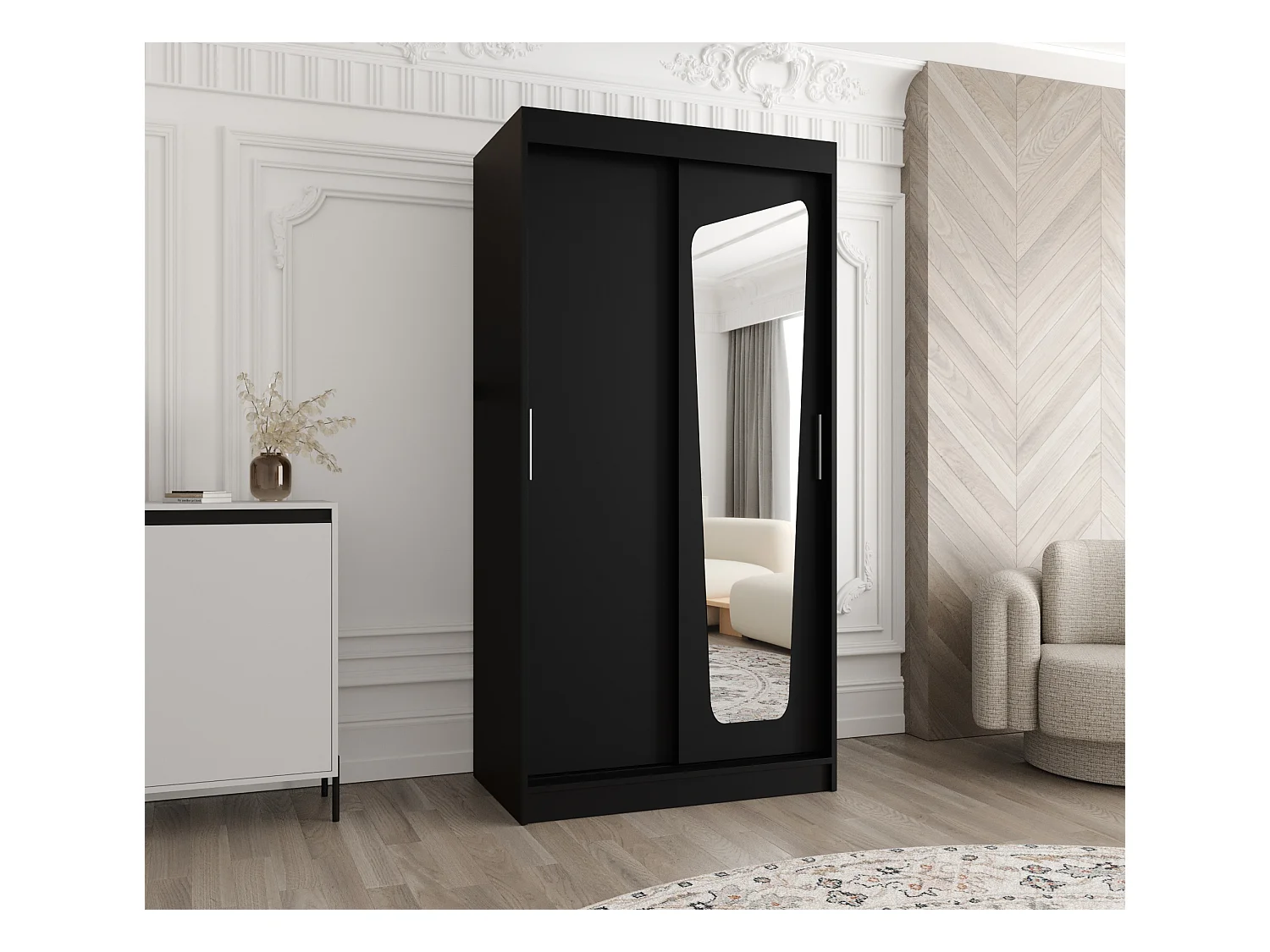 MOKA kledingkast met schuifdeuren 200/100/62 2 deuren (zwart)