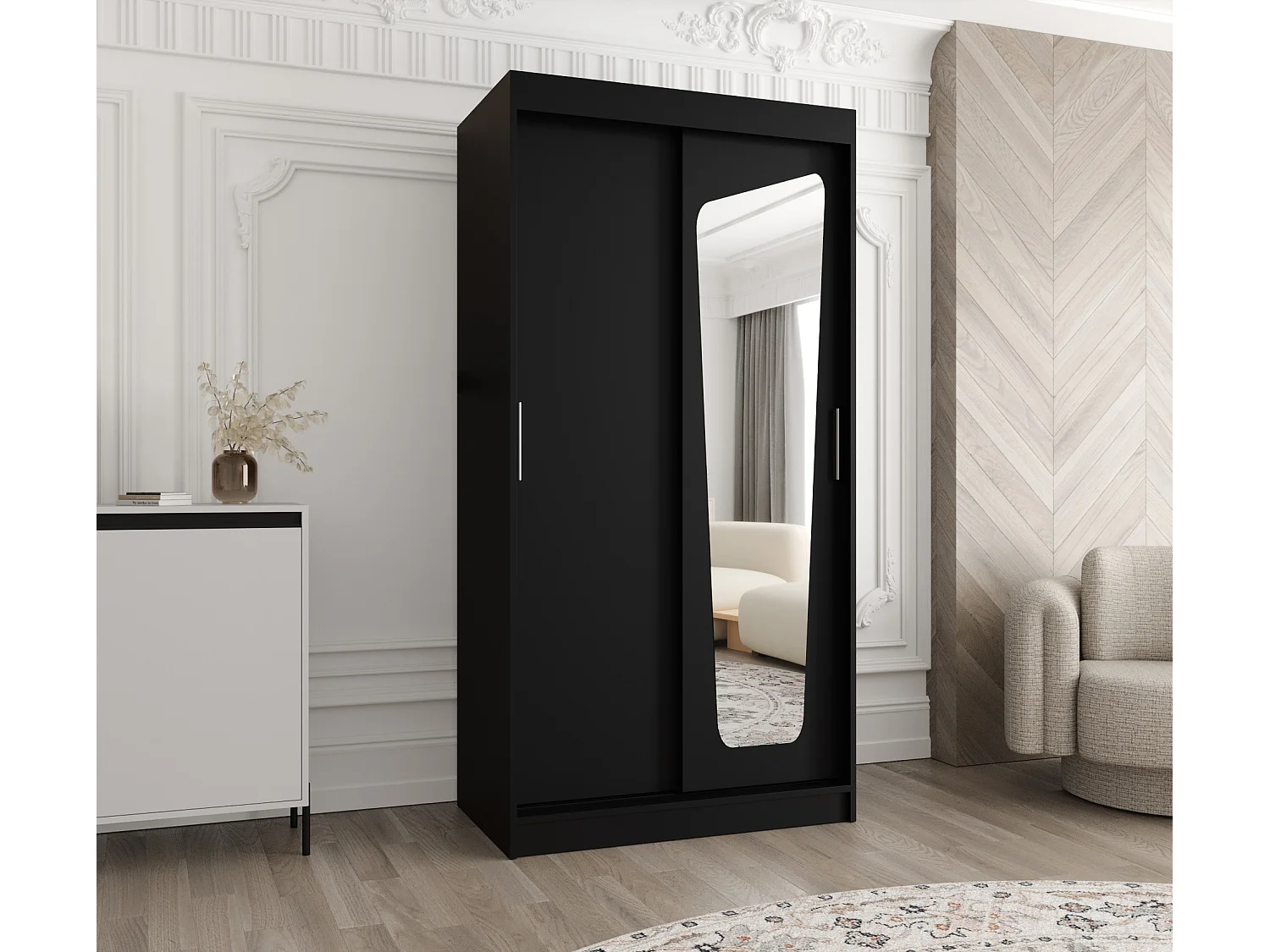 SCHWEBETÜRENSCHRANK MOKA 200/100/62 2-Türig (Schwarz)