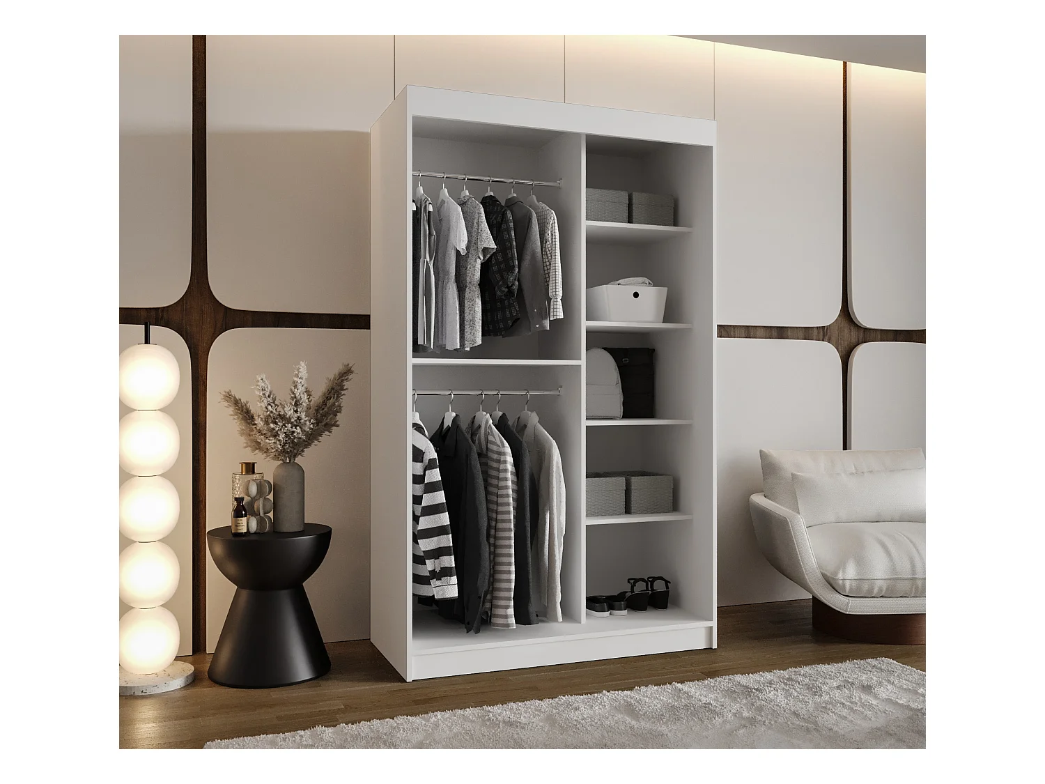 Armoire Moka À Portes Coulissantes 200/120/62 2 portes (Blanc)