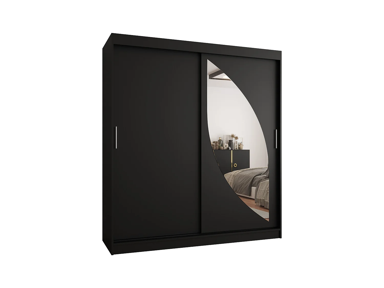 SCHWEBETÜRENSCHRANK MILO 200/180/62 2-Türig (Schwarz)