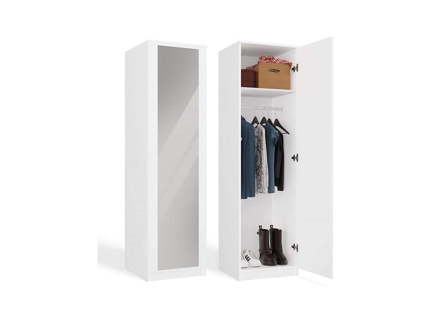 ESME - Armario sencillo con espejo para dormitorio - 50x50x180 - 1 puerta - Vestidor