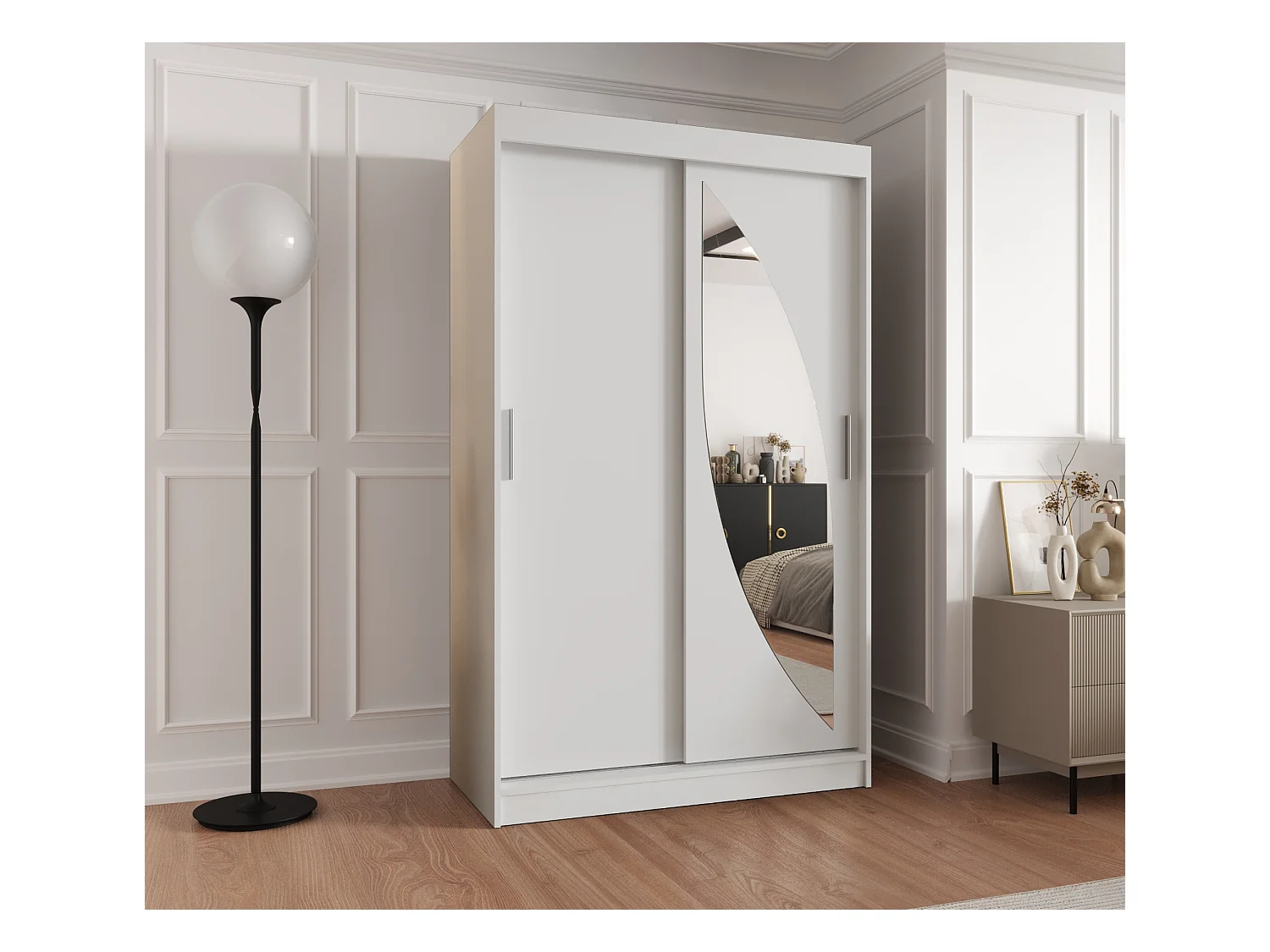 Armoire Milo À Portes Coulissantes 200/120/62 2 portes (Blanc)