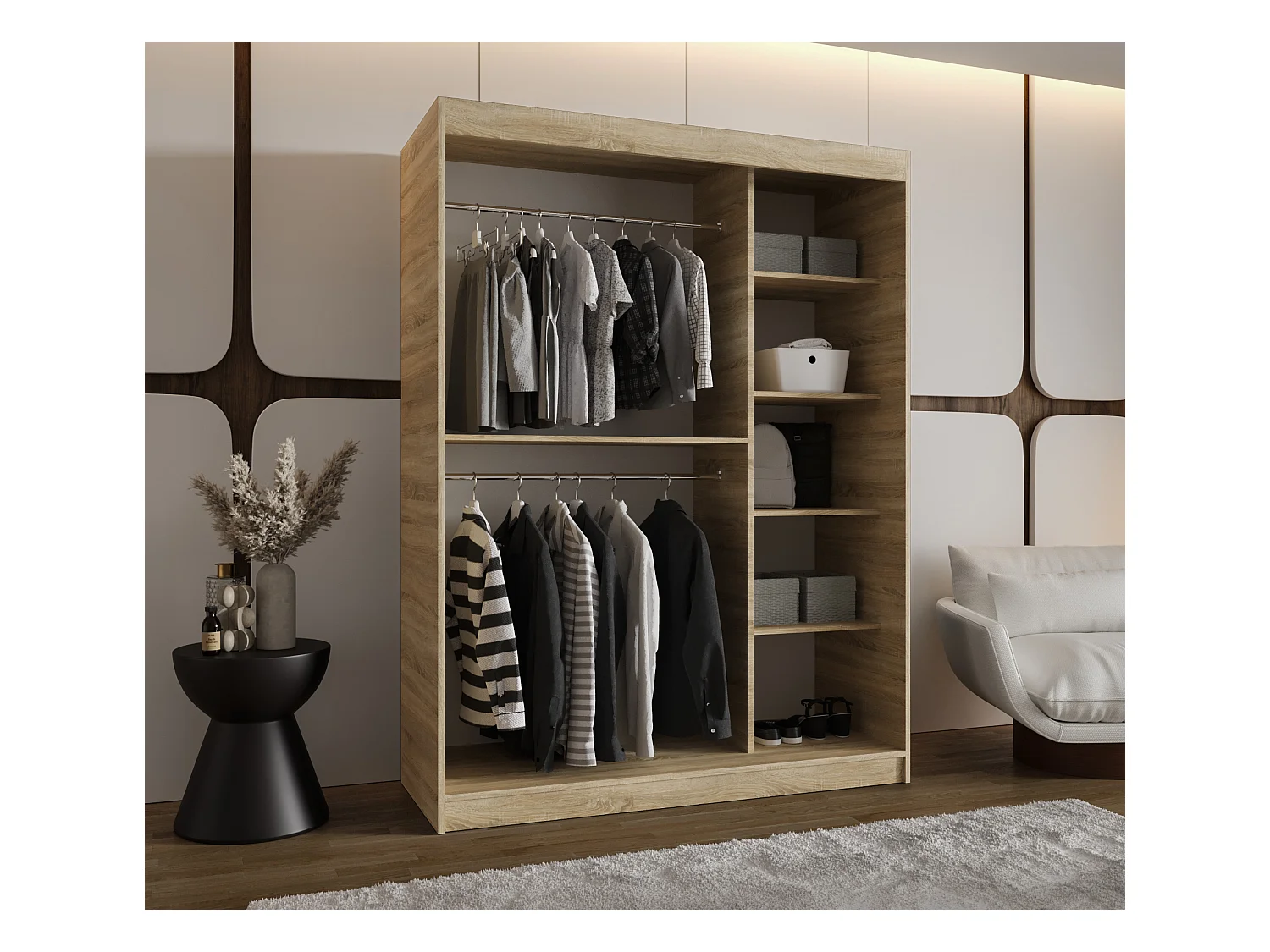 Armoire Milo À Portes Coulissantes 200/150/62 2 portes (Sonoma)