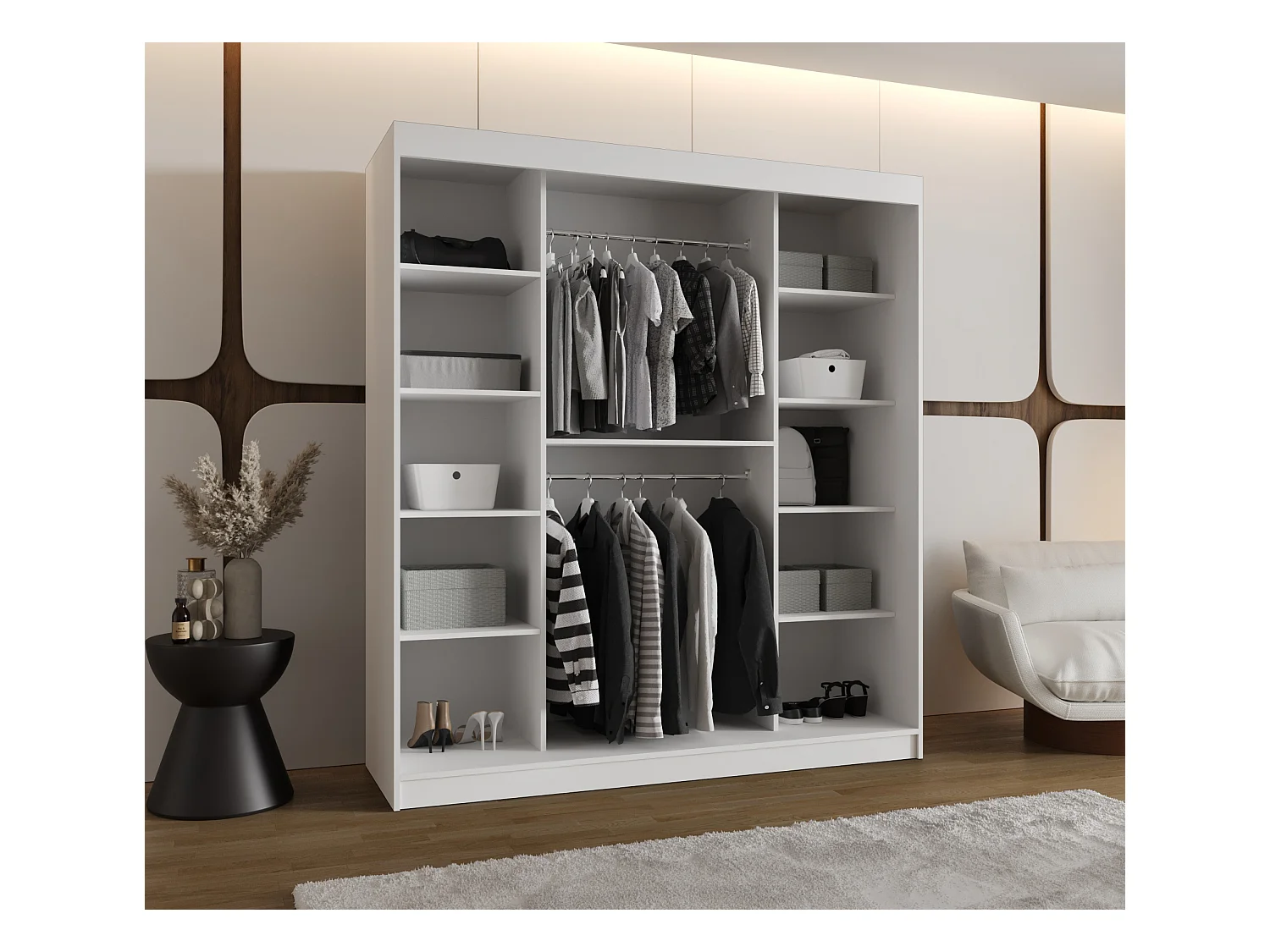 Armoire Moka À Portes Coulissantes 200/180/62 2 portes (Blanc)