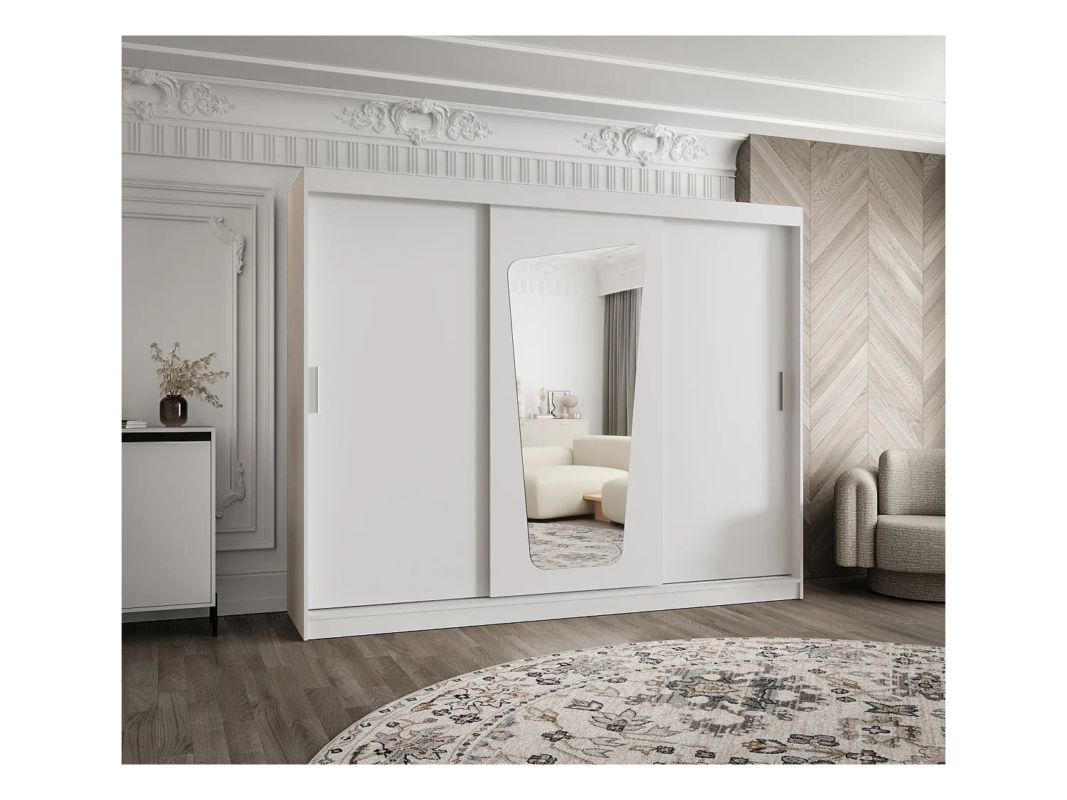 Armoire Moka À Portes Coulissantes 200/250/62 3 portes (Blanc)