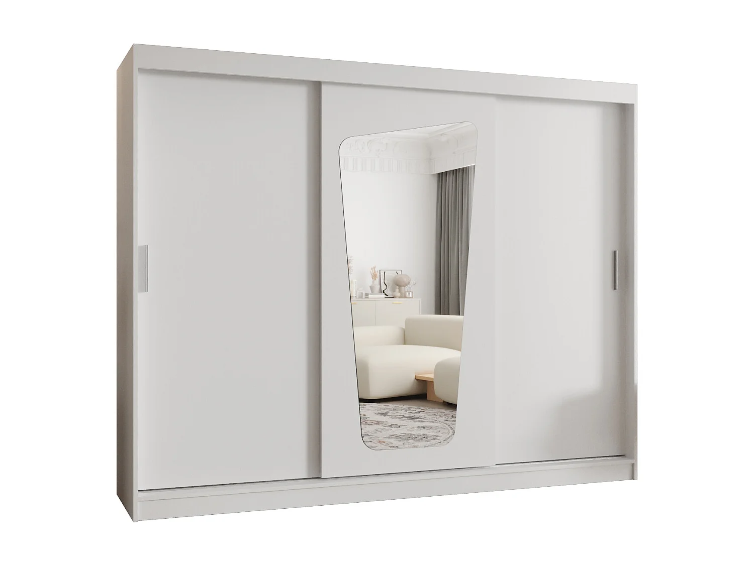 Armoire Moka À Portes Coulissantes 200/250/62 3 portes (Blanc)