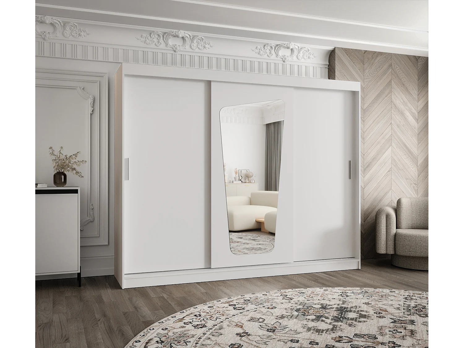 Armoire Moka À Portes Coulissantes 200/250/62 3 portes (Blanc)