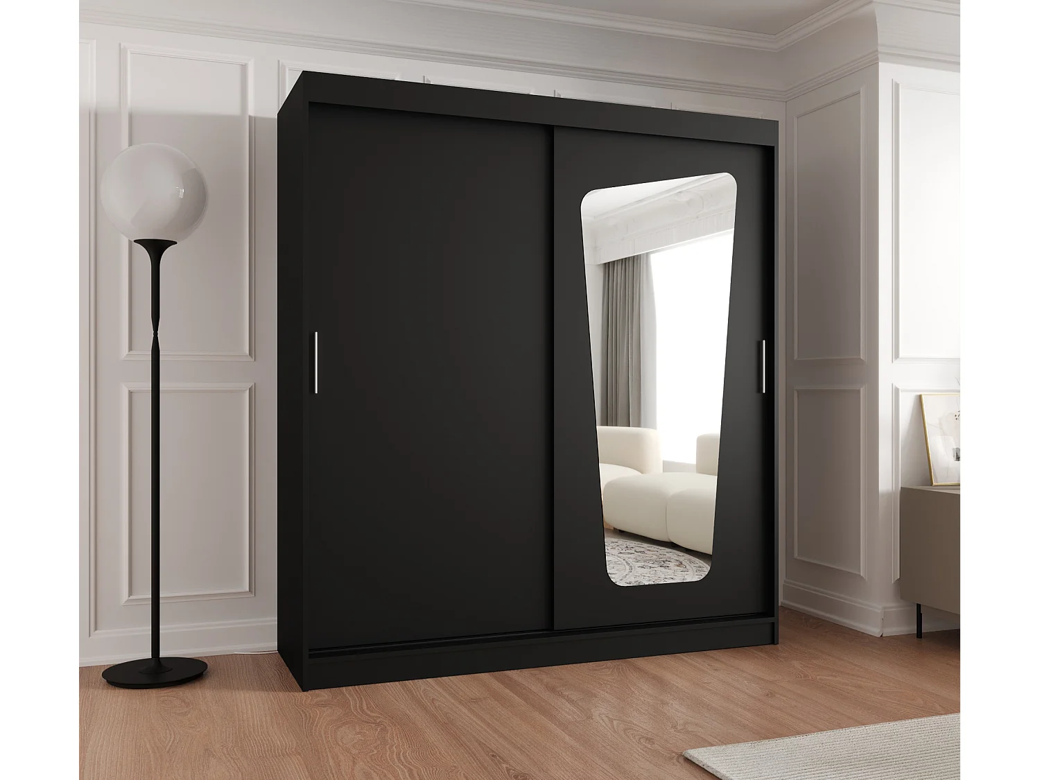 SCHWEBETÜRENSCHRANK MOKA 200/180/62 2-Türig (Schwarz)